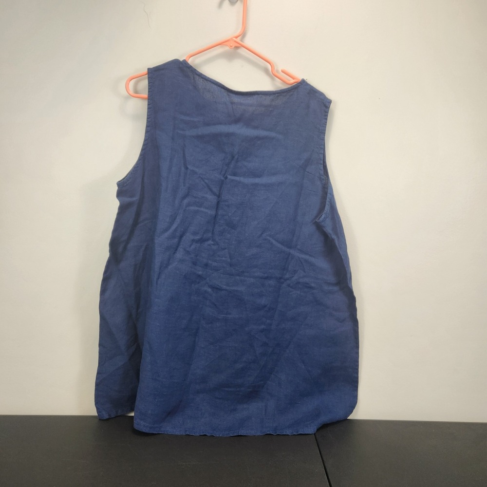 Bryn Walker Pira Tank Top Dewberry Blue 100% Linen Sleeveless Womens Large NEW - Picture 2 of 10